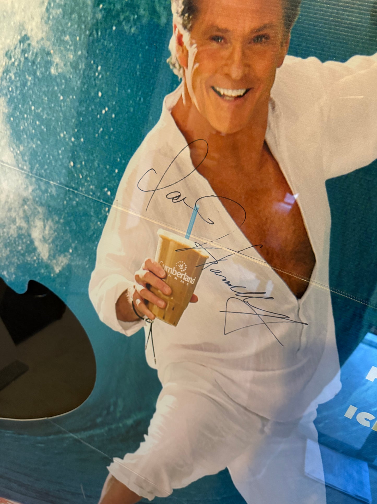David Hasselhoff signed "Farmhouse Blend Iced Coffee #ICEDHOFFEE"
