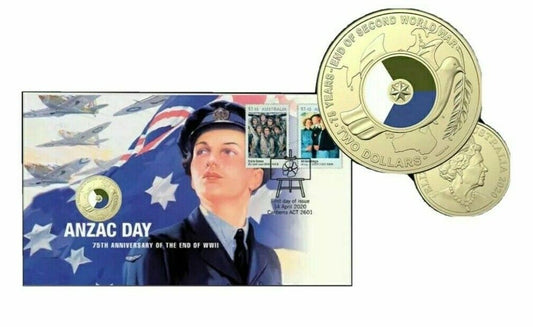 2020 ANZAC DAY 75TH ANNIVERSARY OF THE END OF WWII $2 PNC UNC - 6,500 MINTAGE