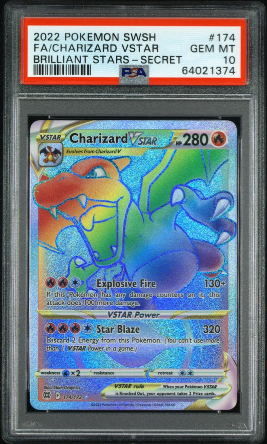 Charizard Vstar 174 Secret Brilliant Stars Pokemon PSA 10
