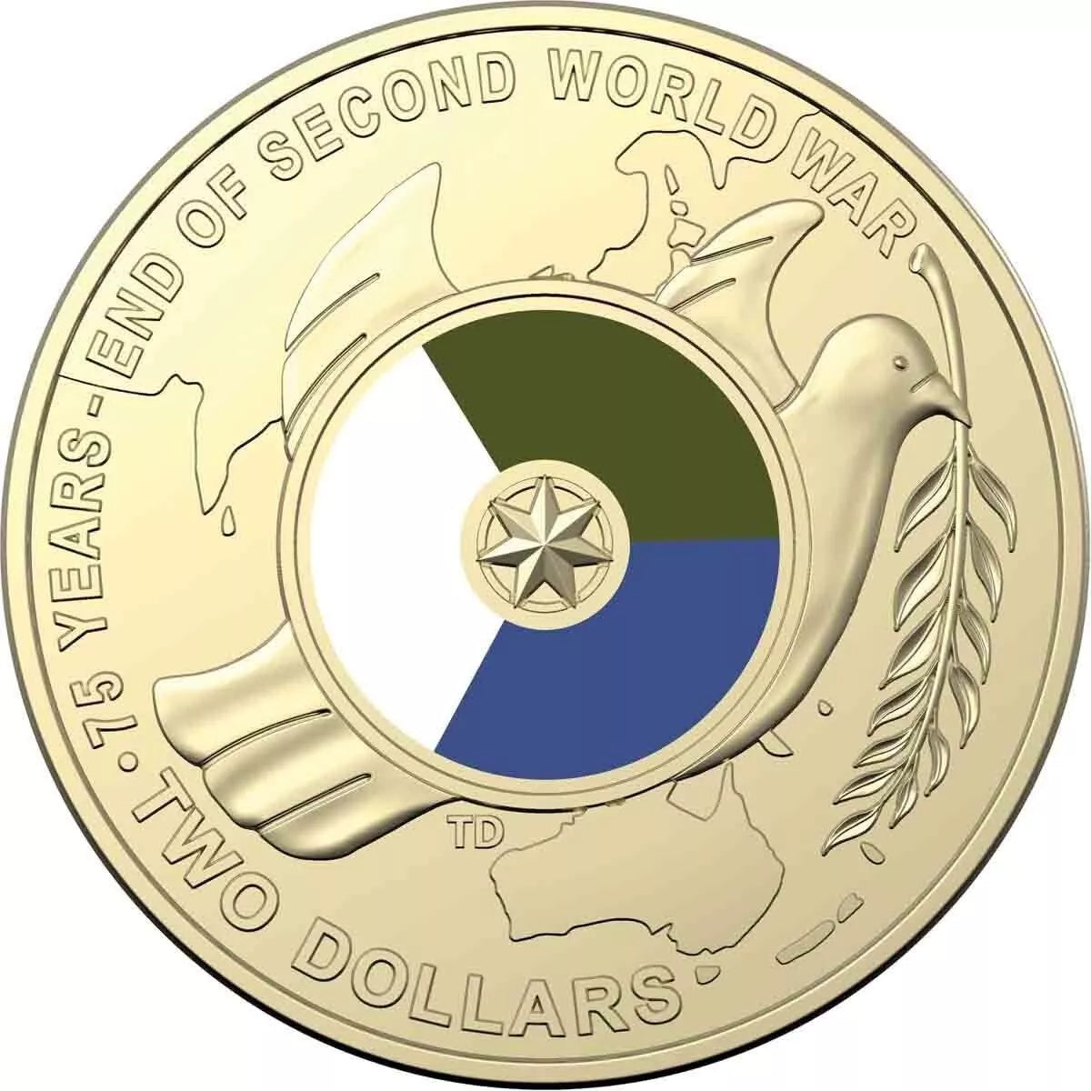 2020 AUSTRALIAN $2 UNC COIN 75 YEARS - END OF SECOND WORLD WAR