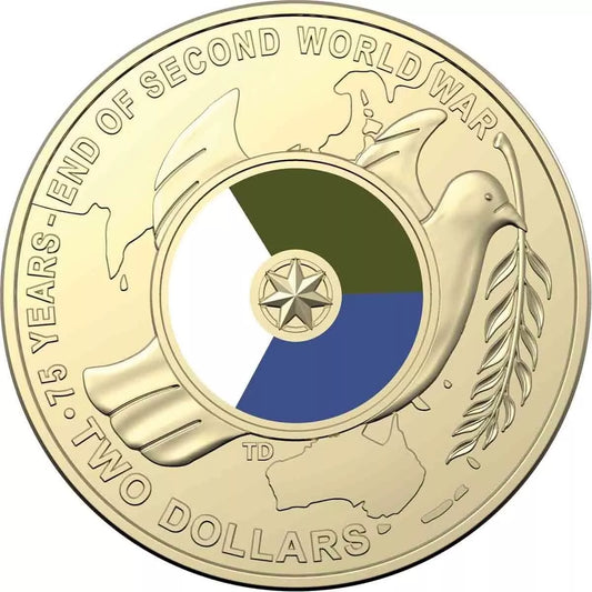 2020 AUSTRALIAN $2 UNC COIN 75 YEARS - END OF SECOND WORLD WAR