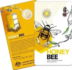 2022 $2 Coloured Australian Honey Bee Coin 'c' Mint Mark Coin